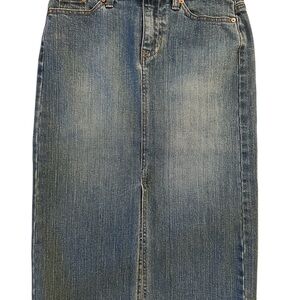 Gap Jeans Midi Front Split Classic Blue Denim Skirt